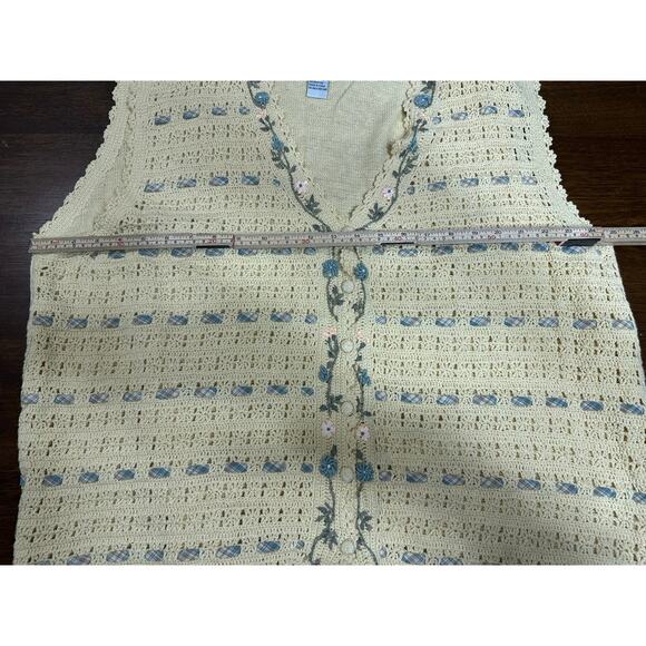 VTG Crochet Knit Cottage Granny Sweater Vest Women 3X 90s Floral Fairy Grunge - Picture 4 of 12